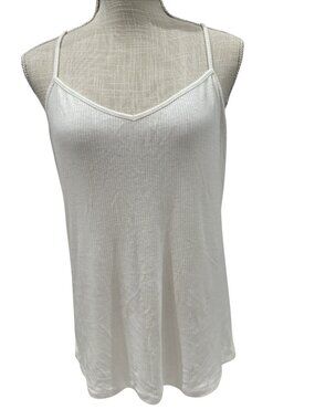 Versona Womens White Ribbed Tank Top XL